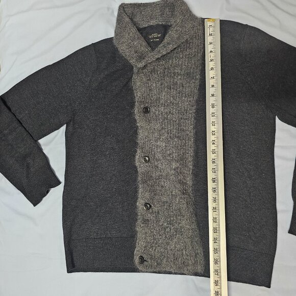 AllSaints Shawl Neck Cardigan Sweater Men Size XXL Gray Charcoal Cotton blend - Picture 8 of 12